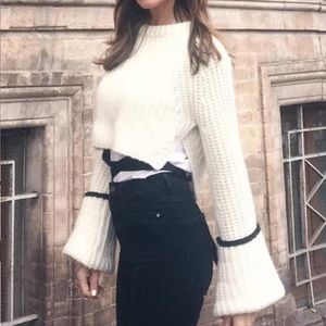 ZARA CASHMERE SWEATER WITH RIBBON DETAILS